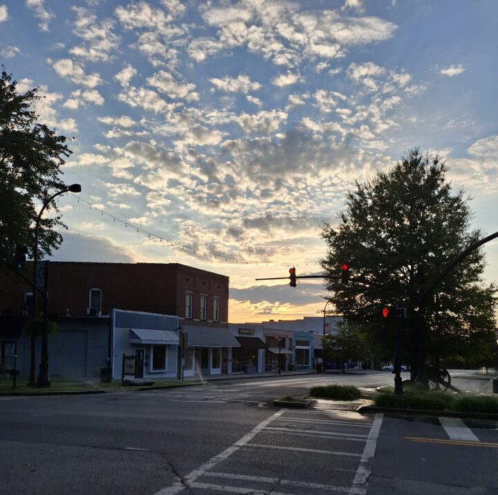 Historic downtown at dusk